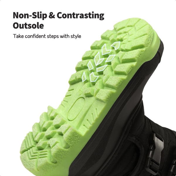 Boys' Hook-And-Loop Non-Slip Snow Boots - BLACK-NEON GREEN - 2
